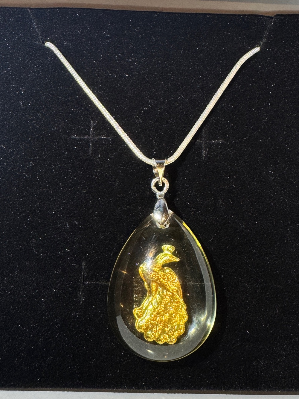 925 silver plated Peacock Teardrop Pendant Necklace - Women's Jewelry